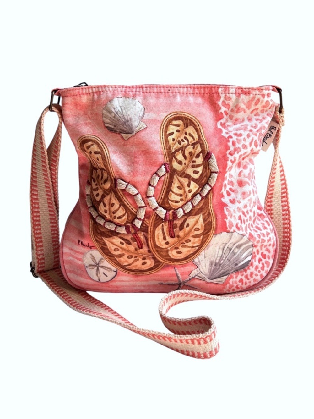 Paul Brent Sun 'N' Sand Canvas Embroidered Sandals Crossbody Bag